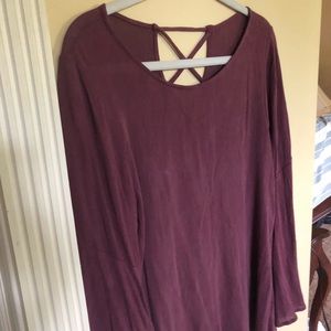 Jella C Mauve Bell Sleeve Cross Back Blouse